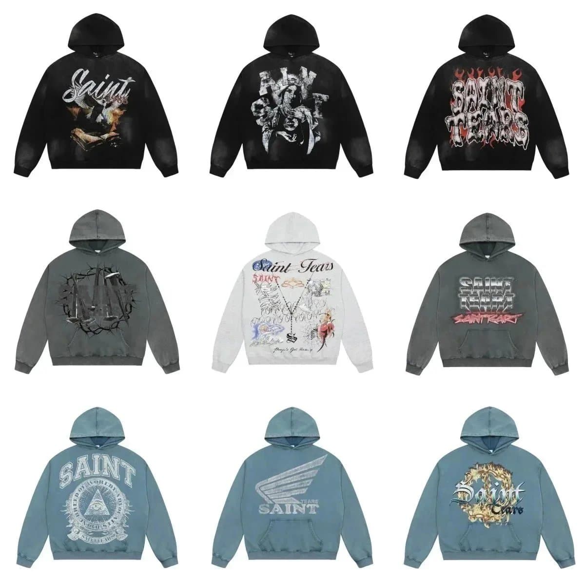 Saint Tears Hoodies for Men Women Streetwear Fashion Sweatshirts