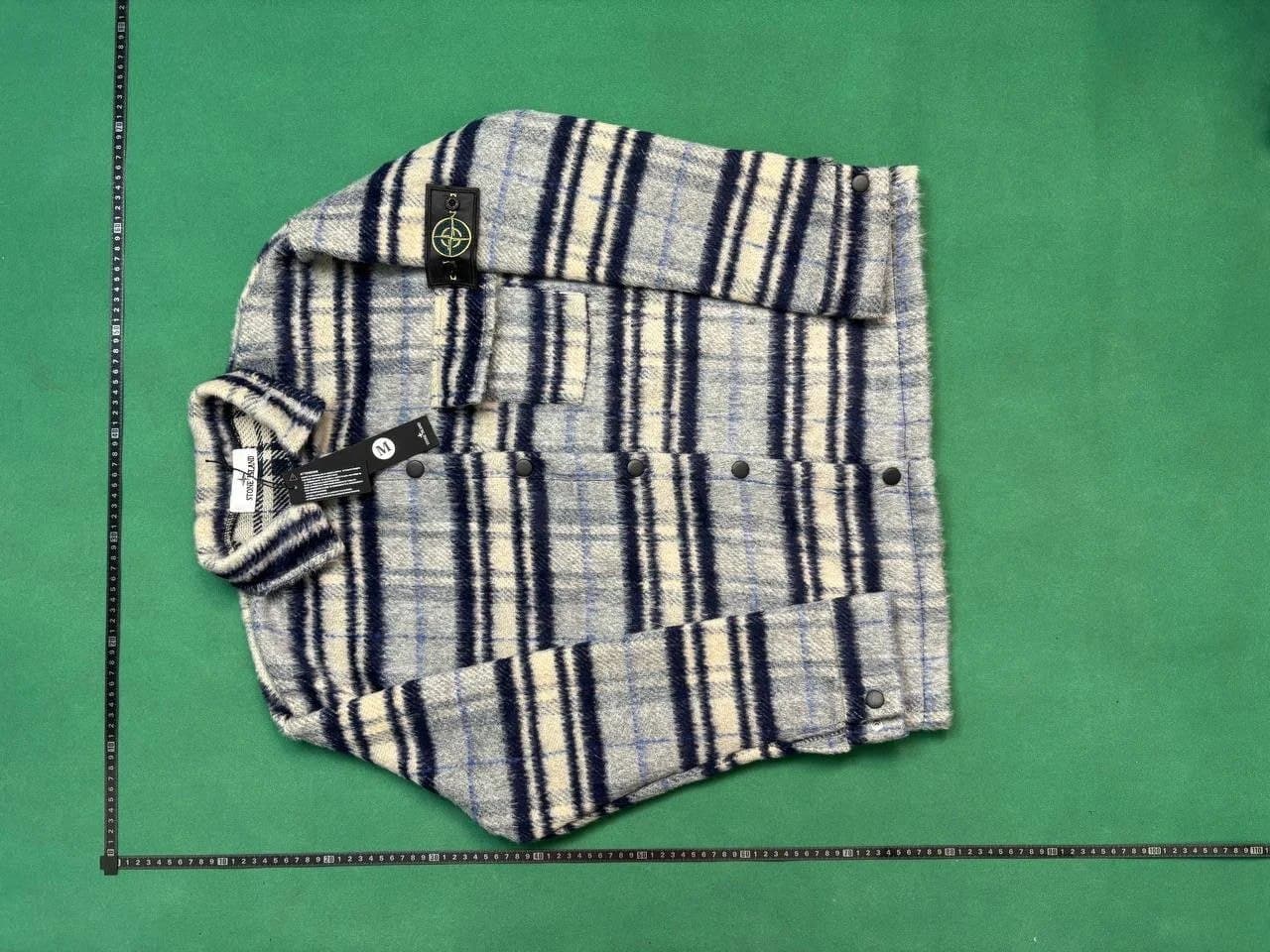 Stone Island Plaid Wool Shirt Men's Checkered Flannel Button-Up