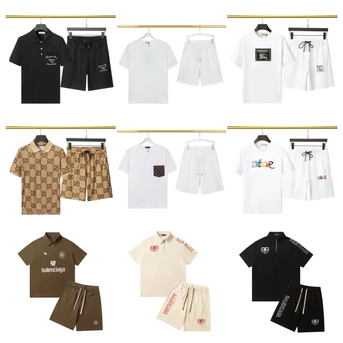 Balenciaga Men's Polo Shirt and Shorts Set Casual Fashion Outfit