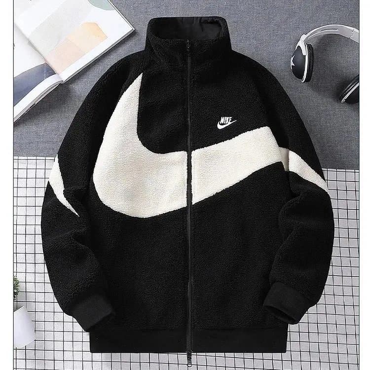 Nike Black and White Sherpa Jacket for Men Women