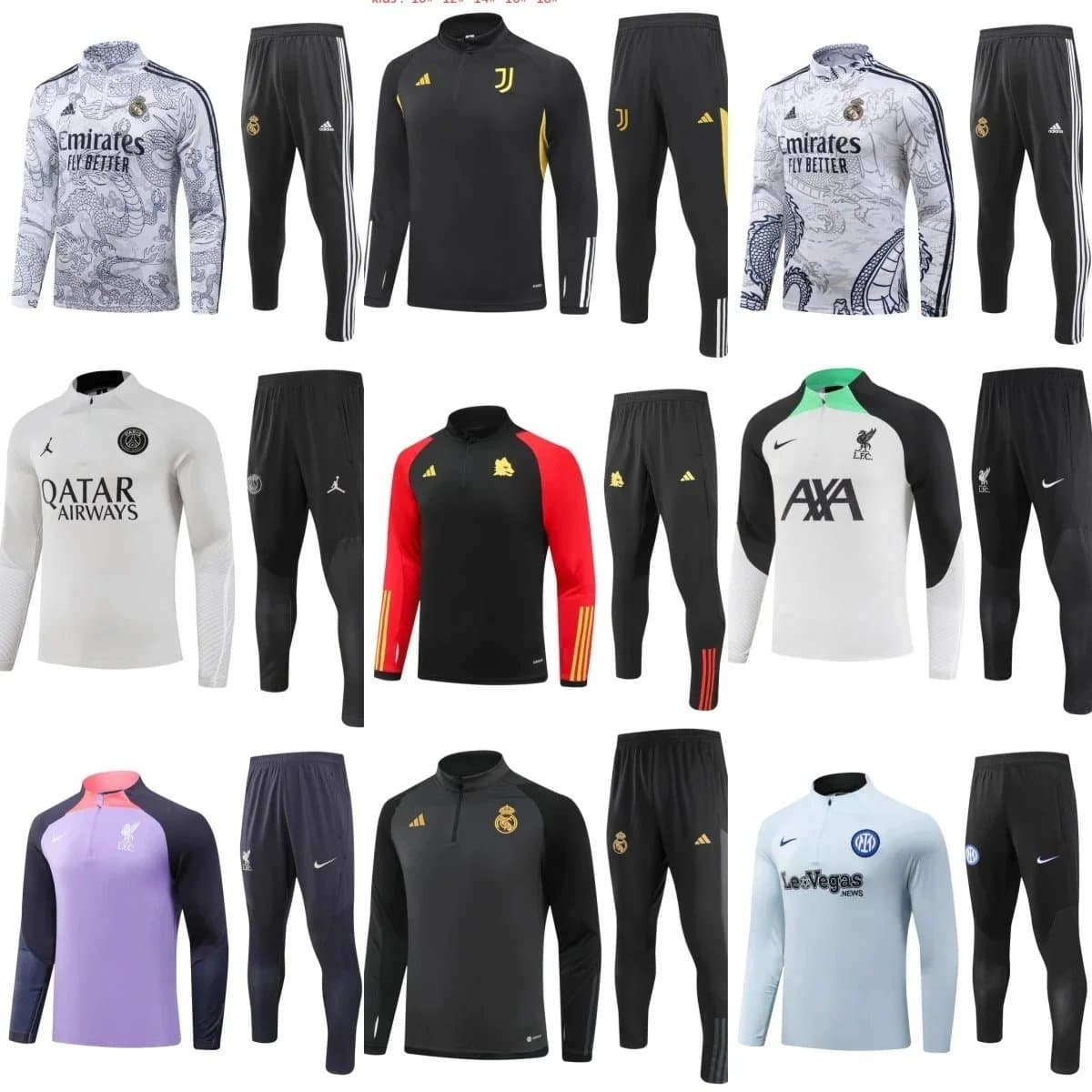 Official Football Training Kits for Men - Real Madrid, Juventus, Liverpool, PSG