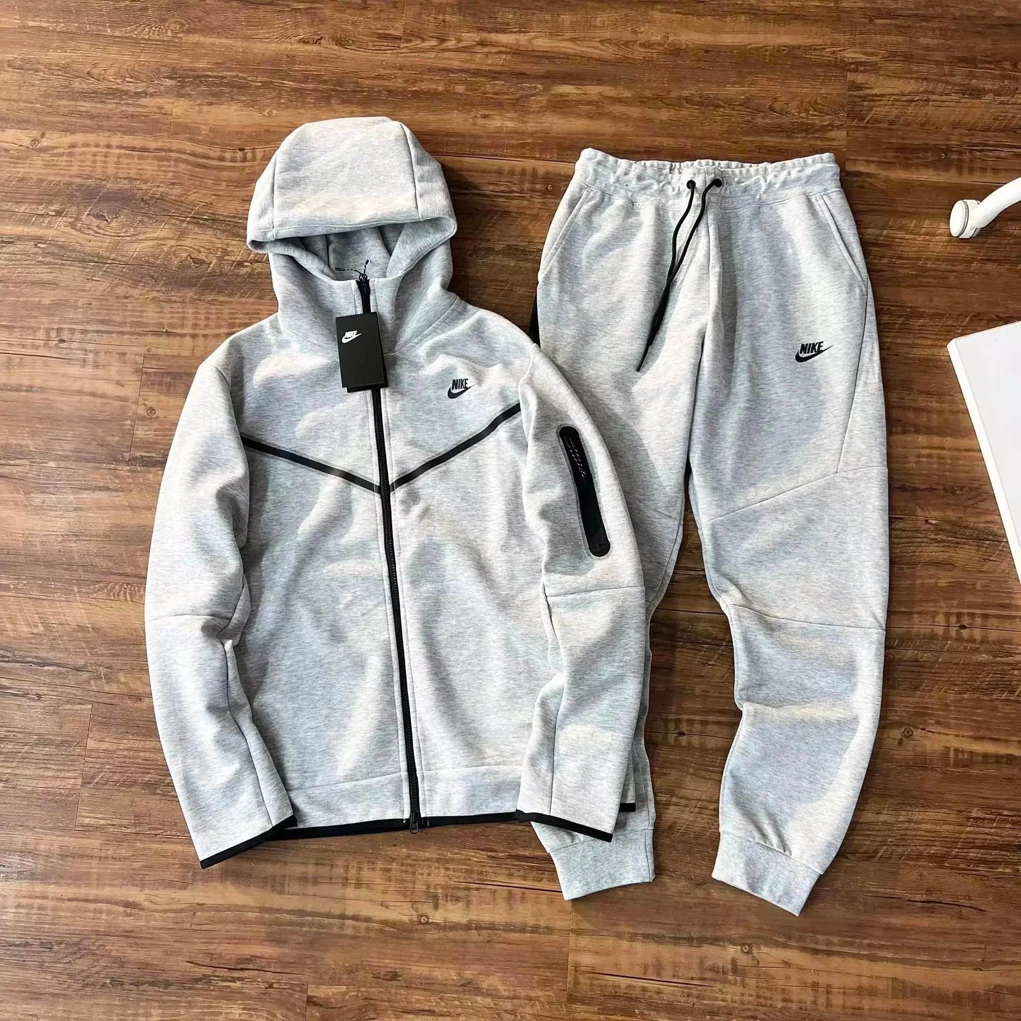 Nike Gray Hoodie and Sweatpants Set for Men Women
